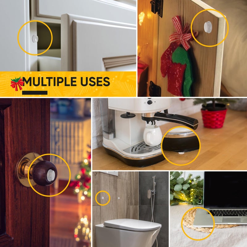 Vellax 128 Clear Cabinet Door Bumpers - 1/2 Inch Self Adhesive Rubber Stoppers for Drawers, Damp Pads Cupboards, Cutting Boards, Glass Tops, Picture Frames - Vellax - Image 4